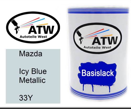 Mazda, Icy Blue Metallic, 33Y: 500ml Lackdose, von ATW Autoteile West.